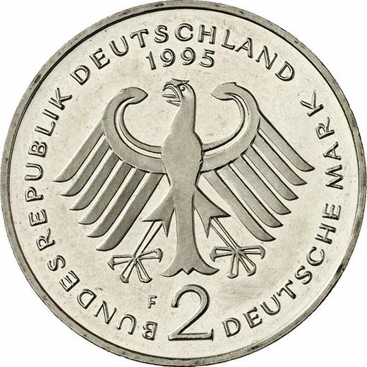 Rewers monety - 2 marki 1995 F "Ludwig Erhard" - cena  monety - Niemcy, RFN