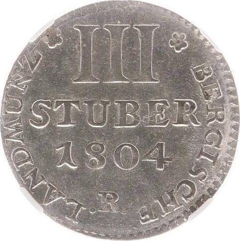 Rewers monety - 3 stuber 1804 R - cena srebrnej monety - Berg, Maksymilian I Józef