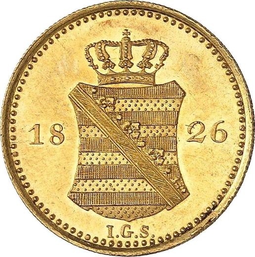 Reverso Ducado 1826 I.G.S. - valor de la moneda de oro - Sajonia, Federico Augusto I