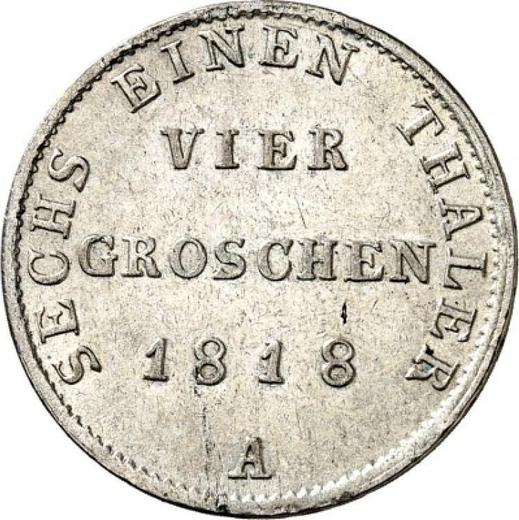 Revers 1/6 Taler 1818 A "Typ 1816-1818" - Silbermünze Wert - Preußen, Friedrich Wilhelm III