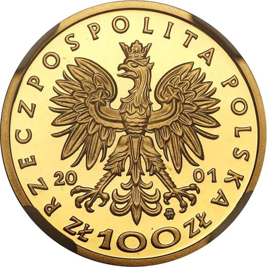Аверс монеты - 100 злотых 2001 года MW EO "Болеслав III Кривоустый" - цена золотой монеты - Польша, III Республика после деноминации