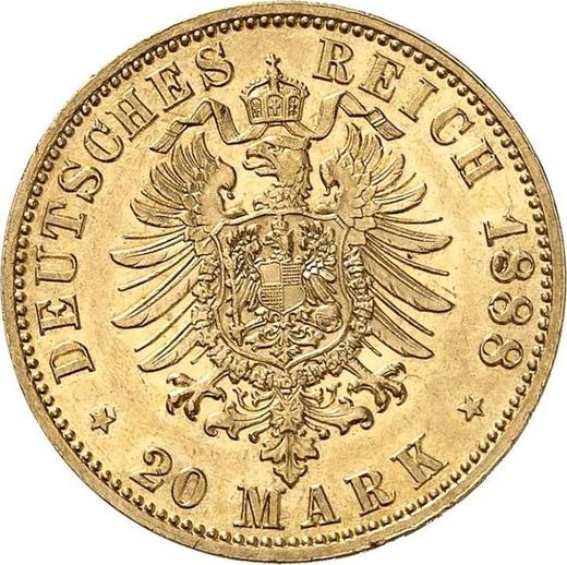 Reverso 20 marcos 1888 A "Prusia" - valor de la moneda de oro - Alemania, Imperio alemán