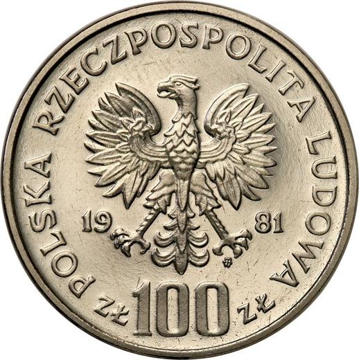 Аверс монеты - Пробные 100 злотых 1981 года MW "Краков" Никель - цена  монеты - Польша, Народная Республика