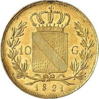 Rewers monety - 10 guldenów 1821 - cena złotej monety - Badenia, Ludwik I