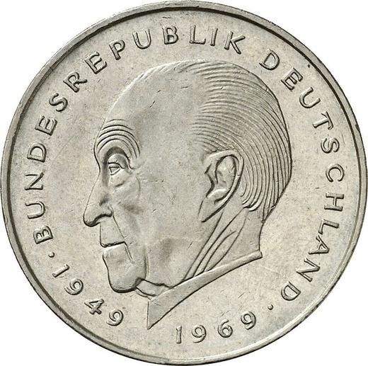 Аверс монеты - 2 марки 1985 года F "Аденауэр" - цена  монеты - Германия, ФРГ