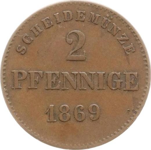 Rewers monety - 2 fenigi 1869 - cena  monety - Saksonia-Meiningen, Jerzy II