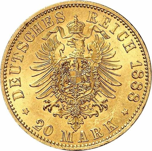 Реверс монеты - 20 марок 1888 года A "Пруссия" - цена золотой монеты - Германия, Германская Империя