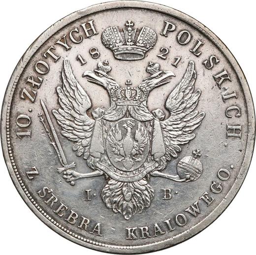 Реверс монеты - 10 злотых 1821 года IB - цена серебряной монеты - Польша, Царство Польское