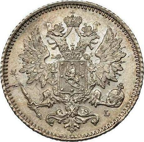 Аверс монеты - 25 пенни 1890 года L - цена серебряной монеты - Финляндия, Великое княжество