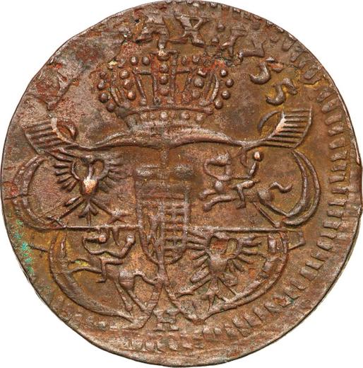 Reverso 1 grosz 1755 "de corona" Letra H - valor de la moneda  - Polonia, Augusto III