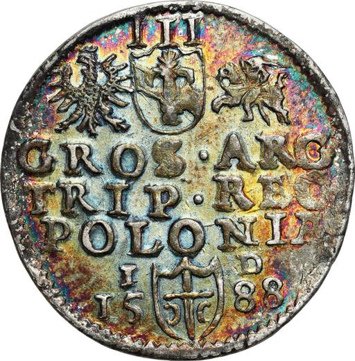 Reverso Trojak (3 groszy) 1588 ID "Casa de moneda de Olkusz" - valor de la moneda de plata - Polonia, Segismundo III