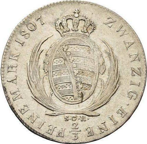 Reverso 2/3 táleros 1807 S.G.H. - valor de la moneda de plata - Sajonia, Federico Augusto I