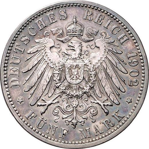 Reverso 5 marcos 1902 G "Baden" - valor de la moneda de plata - Alemania, Imperio alemán