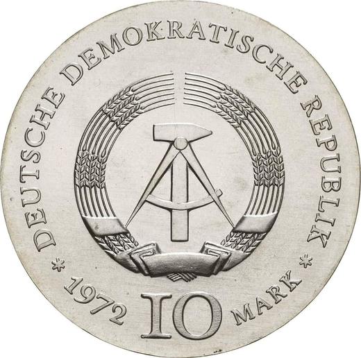 Reverso 10 marcos 1972 "Heinrich Heine" - valor de la moneda de plata - Alemania, República Democrática Alemana (RDA)