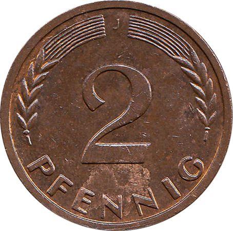 Аверс монеты - 2 пфеннига 1964 года J - цена  монеты - Германия, ФРГ