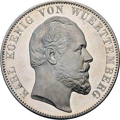 Аверс монеты - 2 талера 1869 года "Ульмский собор" - цена серебряной монеты - Вюртемберг, Карл I