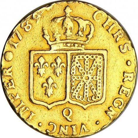 Reverso 2 Louis d'Or 1789 Q "Tipo 1785-1792" Perpignan - valor de la moneda de oro - Francia, Luis XVI