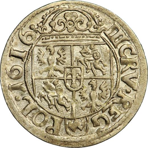 Реверс монеты - 3 крейцера 1616 года - цена серебряной монеты - Польша, Сигизмунд III Ваза