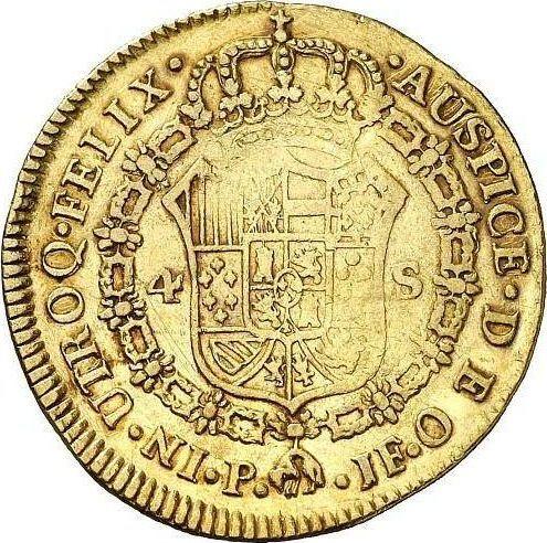 Revers 4 Escudos 1798 P JF - Goldmünze Wert - Kolumbien, Karl IV