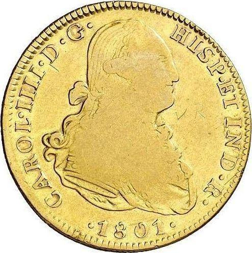 Аверс монеты - 4 эскудо 1801 года Mo FM - цена золотой монеты - Мексика, Карл IV