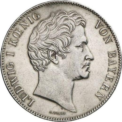 Awers monety - Dwutalar 1845 - cena srebrnej monety - Bawaria, Ludwik I