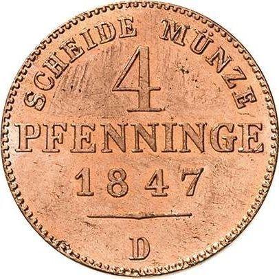 Reverso 4 Pfennige 1847 D - valor de la moneda  - Prusia, Federico Guillermo IV