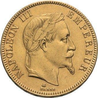 Аверс монеты - 100 франков 1870 года A "Тип 1862-1870" Париж - цена золотой монеты - Франция, Наполеон III