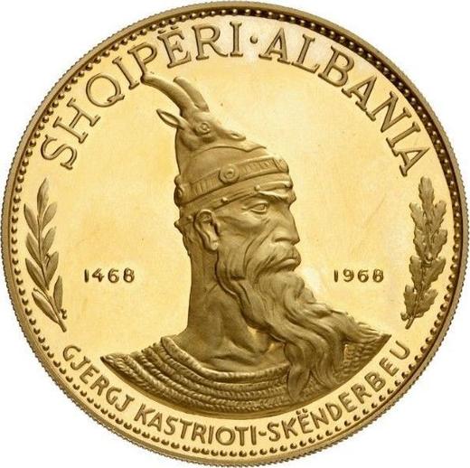 Anverso 500 leke 1968 "Skanderbeg" - valor de la moneda de oro - Albania, República Popular