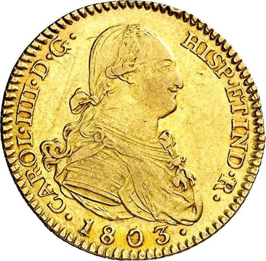 Obverse 2 Escudos 1803 M FA - Gold Coin Value - Spain, Charles IV