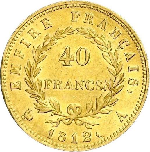 Rewers monety - 40 franków 1812 A "Typ 1809-1813" Paryż - Francja, Napoleon I