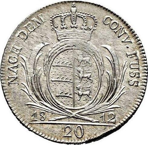 Rewers monety - 20 krajcarow 1812 I.L.W. - cena srebrnej monety - Wirtembergia, Fryderyk I