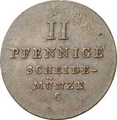 Реверс монеты - 2 пфеннига 1824 года C - цена  монеты - Ганновер, Георг IV