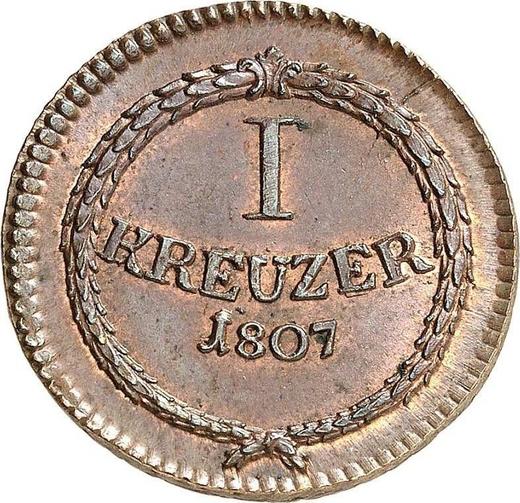 Реверс монеты - 1 крейцер 1807 года - цена  монеты - Баден, Карл Фридрих