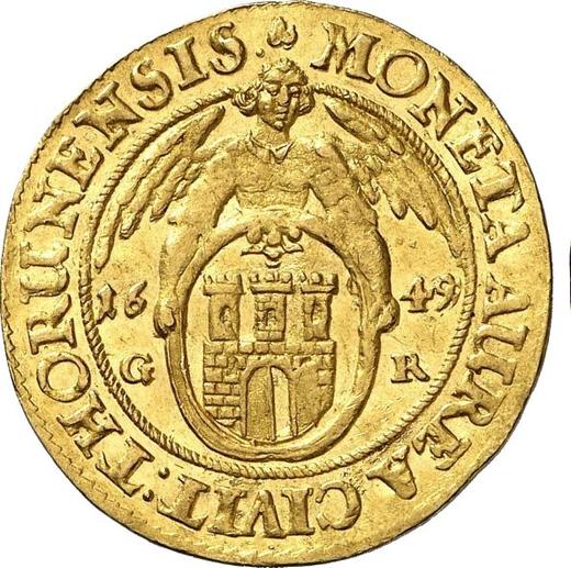 Reverse Ducat 1649 GR "Torun" - Poland, John II Casimir