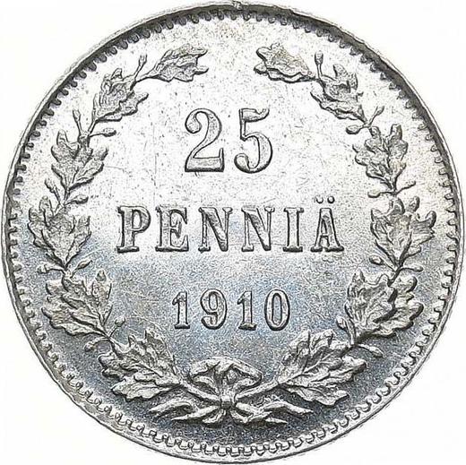 Rewers monety - 25 penni 1910 L - cena srebrnej monety - Finlandia, Wielkie Księstwo