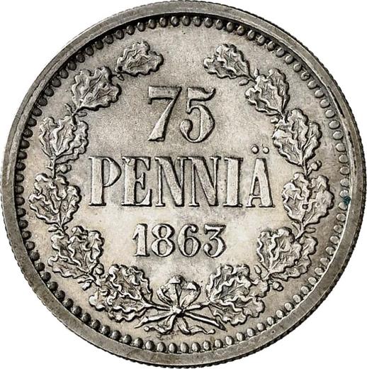 Rewers monety - Próba 75 penni 1863 - cena srebrnej monety - Finlandia, Wielkie Księstwo