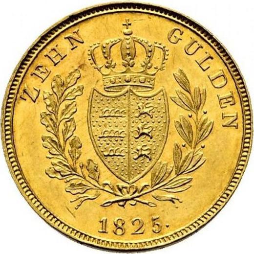 Реверс монеты - 10 гульденов 1825 года W - цена золотой монеты - Вюртемберг, Вильгельм I