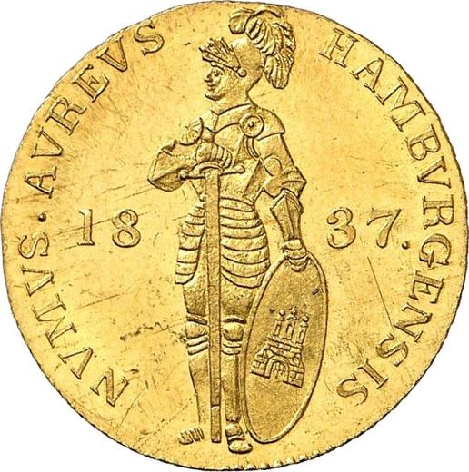 Аверс монеты - Дукат 1837 года - цена  монеты - Гамбург, Вольный город
