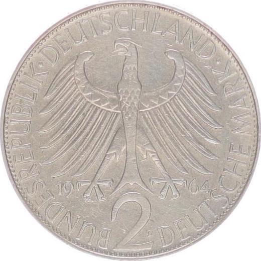 Реверс монеты - 2 марки 1964 года D "Планк" - цена  монеты - Германия, ФРГ