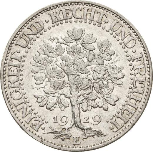 Reverso 5 Reichsmarks 1929 E "Roble" - valor de la moneda de plata - Alemania, República de Weimar