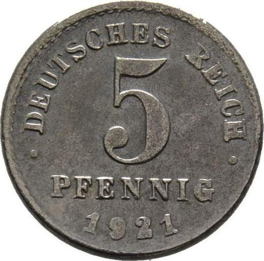 Anverso 5 Pfennige 1921 D - valor de la moneda  - Alemania, Imperio alemán