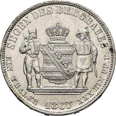 Reverse Thaler 1867 B "Mining" - Silver Coin Value - Saxony-Albertine, John