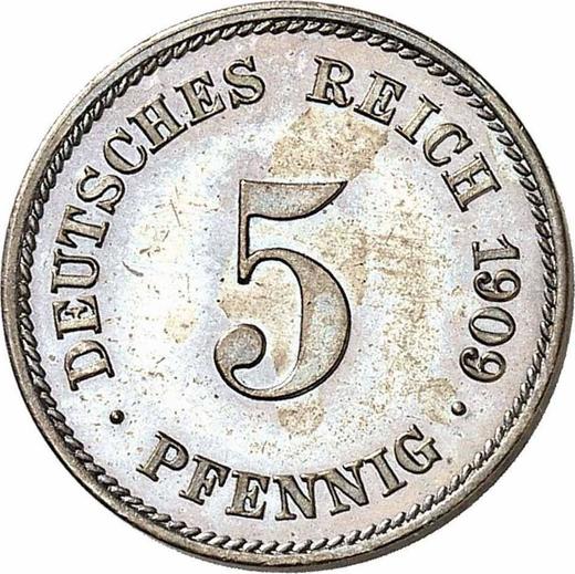 Anverso 5 Pfennige 1909 E "Tipo 1890-1915" - valor de la moneda  - Alemania, Imperio alemán