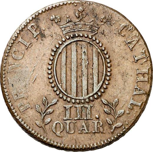 Реверс монеты - 3 куарто 1836 года "Каталония" Надпись "CATHAL / III QUAR" - цена  монеты - Испания, Изабелла II
