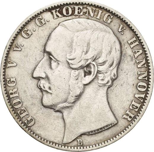 Аверс монеты - Талер 1858 года B - цена серебряной монеты - Ганновер, Георг V