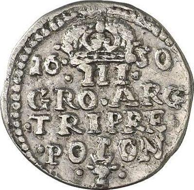 Реверс монеты - Пробный Трояк (3 гроша) 1650 года - цена серебряной монеты - Польша, Ян II Казимир