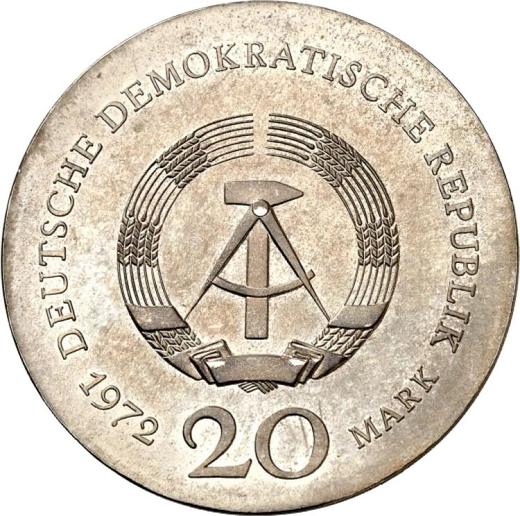 Rewers monety - 20 marek 1972 "Lucas Cranach" - cena srebrnej monety - Niemcy, NRD