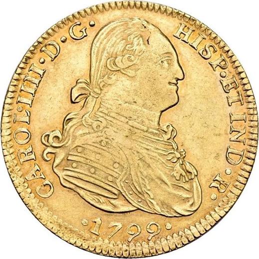 Аверс монеты - 4 эскудо 1799 года Mo FM - цена золотой монеты - Мексика, Карл IV