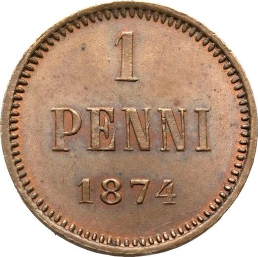Rewers monety - 1 penni 1874 - cena  monety - Finlandia, Wielkie Księstwo