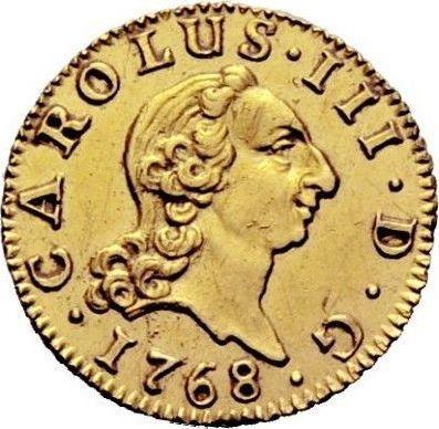 Awers monety - 1/2 escudo 1768 M PJ - cena złotej monety - Hiszpania, Karol III